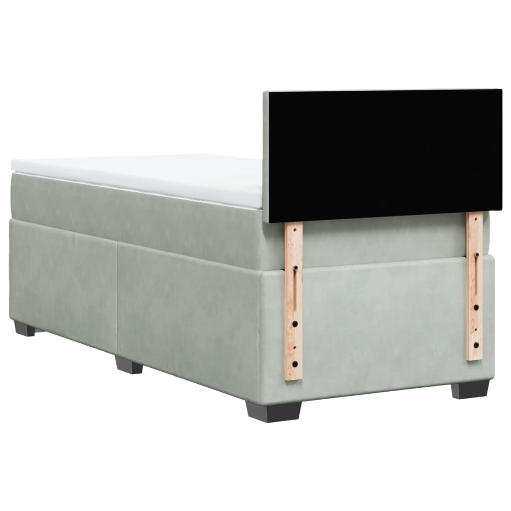 Boxspring met matras fluweel lichtgrijs 80x200 cm is nu te koop bij PeponiXL, paradijselijk wonen!
