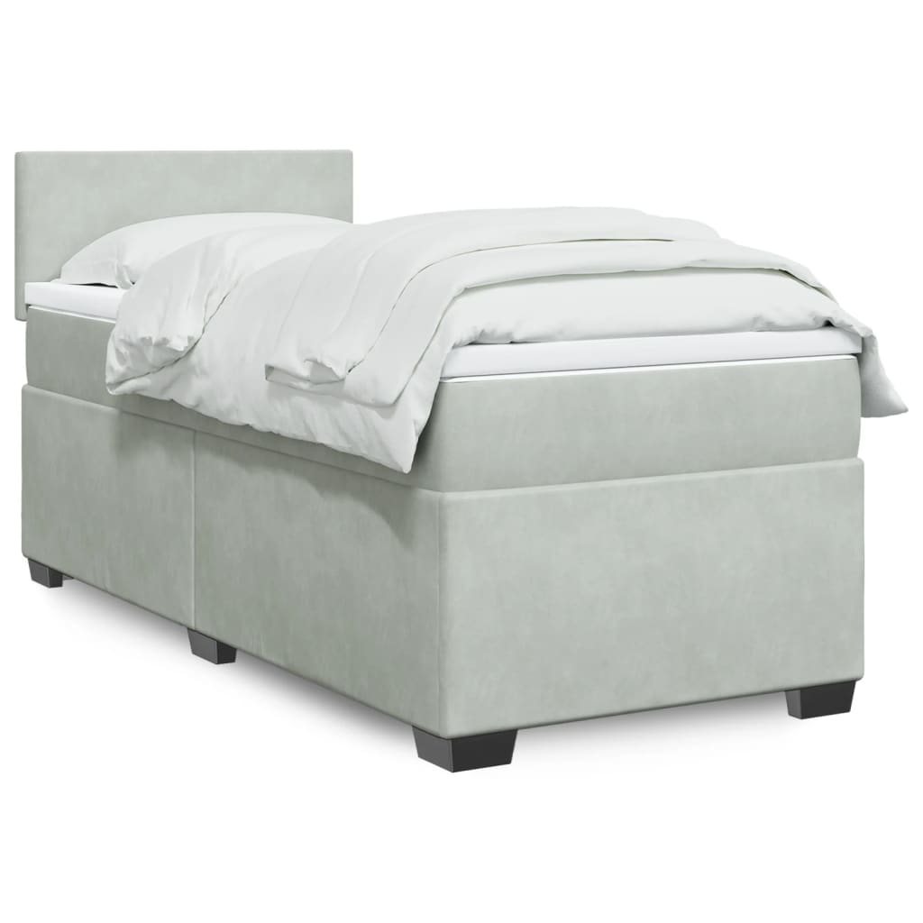 Boxspring met matras fluweel lichtgrijs 80x200 cm is nu te koop bij PeponiXL, paradijselijk wonen!
