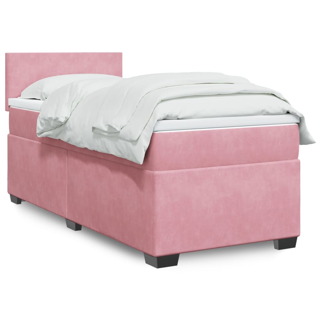 Boxspring met matras fluweel roze 80x200 cm is nu te koop bij PeponiXL, paradijselijk wonen!