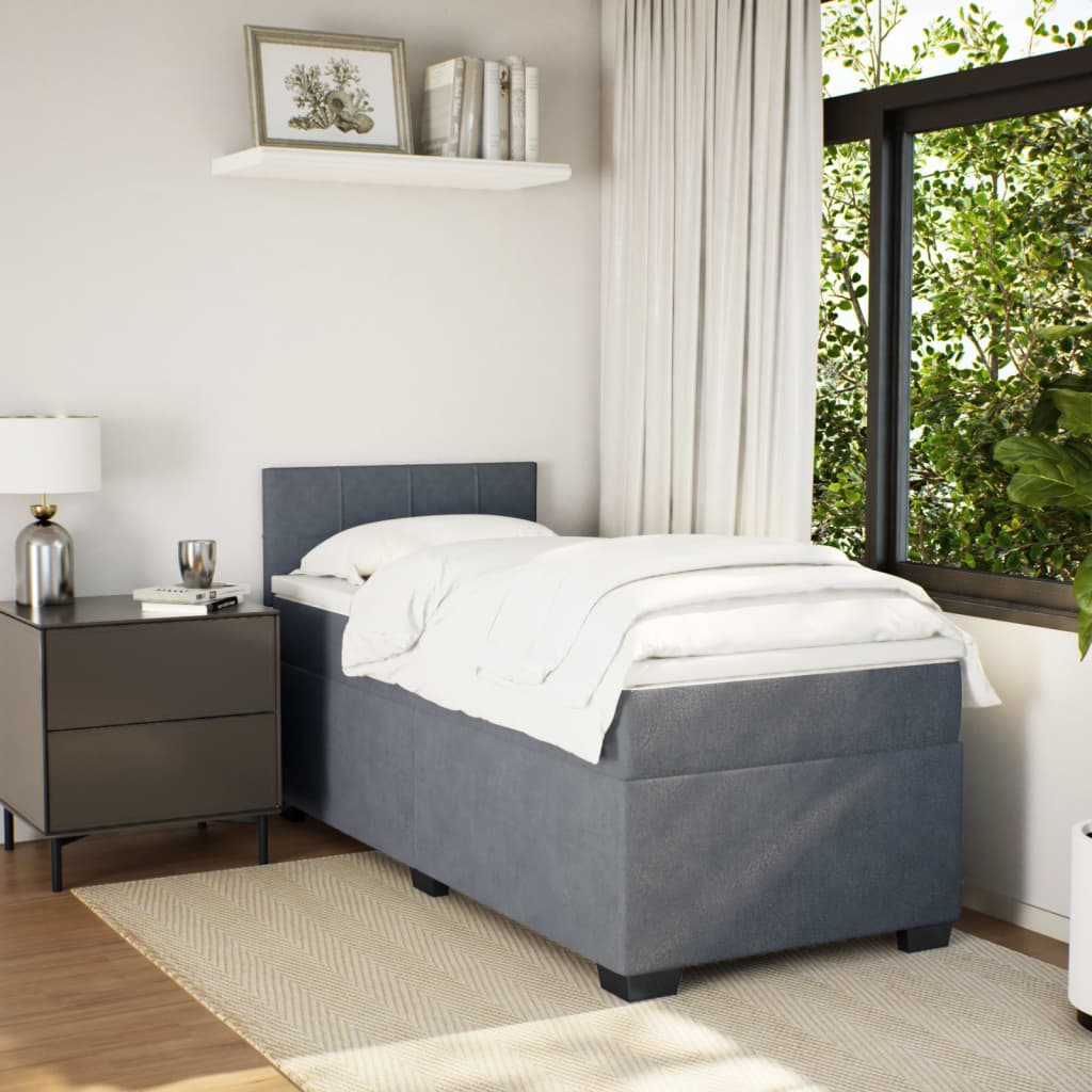 Boxspring met matras fluweel donkergrijs 80x200 cm is nu te koop bij PeponiXL, paradijselijk wonen!