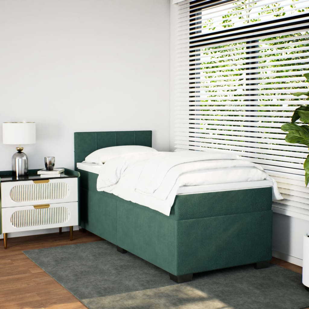 Boxspring met matras fluweel donkergroen 80x200 cm is nu te koop bij PeponiXL, paradijselijk wonen!