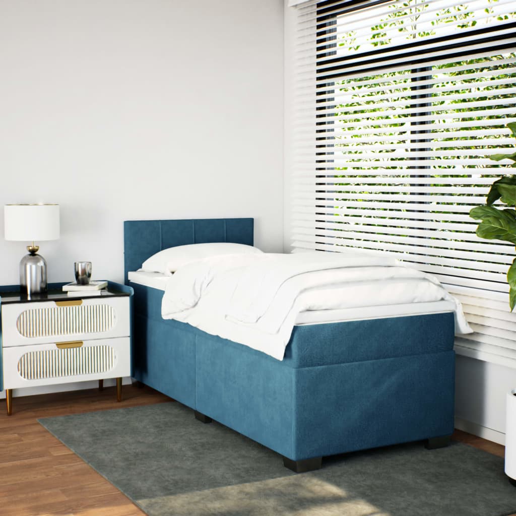 Boxspring met matras fluweel donkerblauw 80x200 cm is nu te koop bij PeponiXL, paradijselijk wonen!