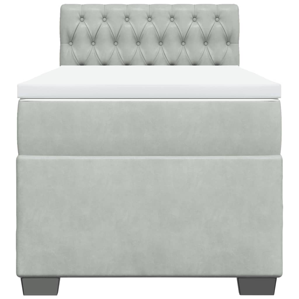 Boxspring met matras fluweel lichtgrijs 80x200 cm is nu te koop bij PeponiXL, paradijselijk wonen!