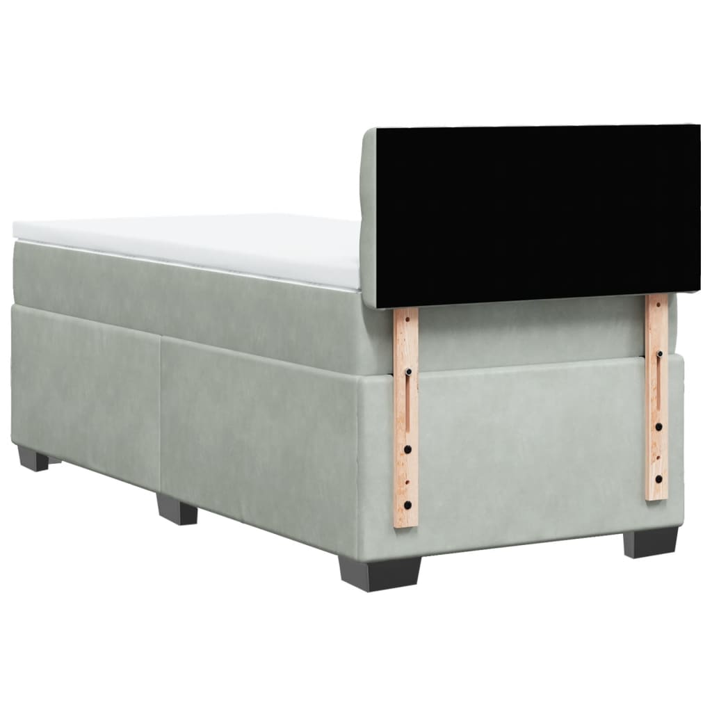 Boxspring met matras fluweel lichtgrijs 80x200 cm is nu te koop bij PeponiXL, paradijselijk wonen!