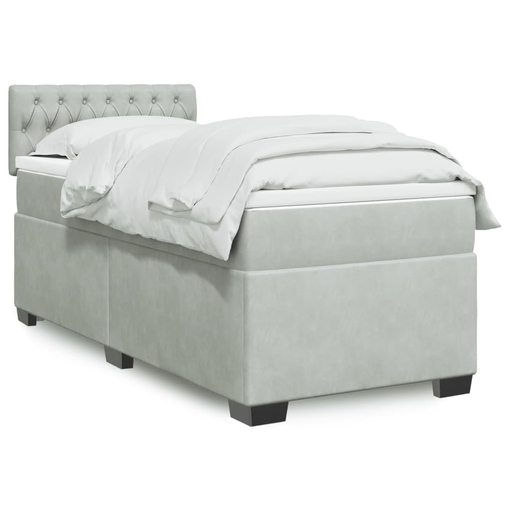 Boxspring met matras fluweel lichtgrijs 80x200 cm is nu te koop bij PeponiXL, paradijselijk wonen!