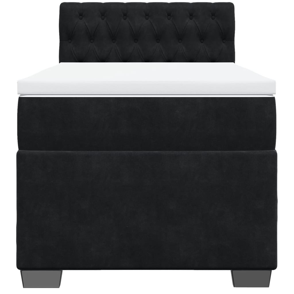 Boxspring met matras fluweel zwart 80x200 cm is nu te koop bij PeponiXL, paradijselijk wonen!