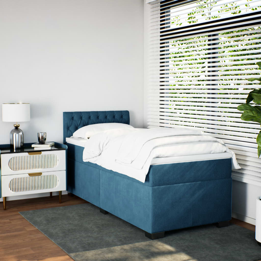 Boxspring met matras fluweel donkerblauw 80x200 cm is nu te koop bij PeponiXL, paradijselijk wonen!