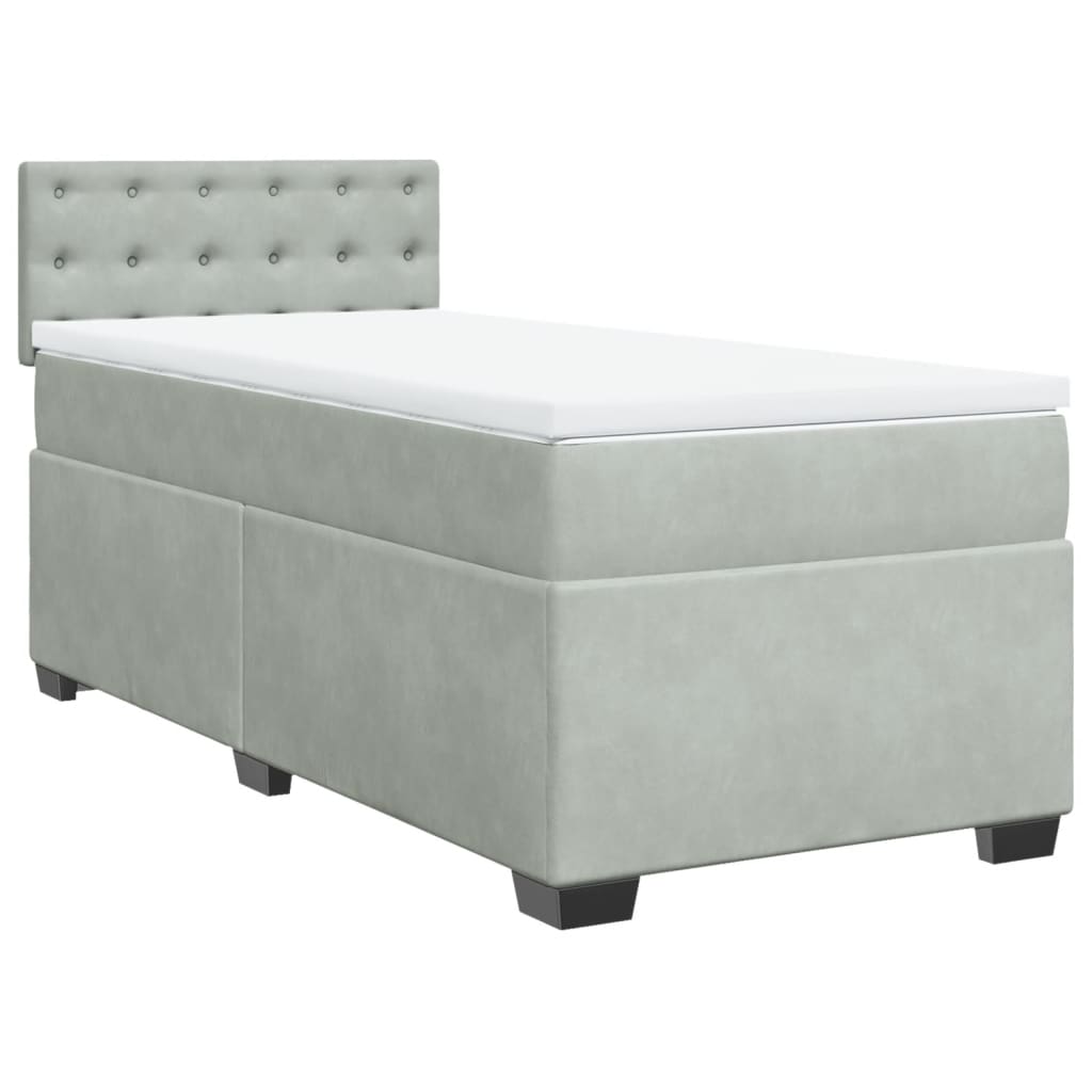 Boxspring met matras fluweel lichtgrijs 80x200 cm is nu te koop bij PeponiXL, paradijselijk wonen!
