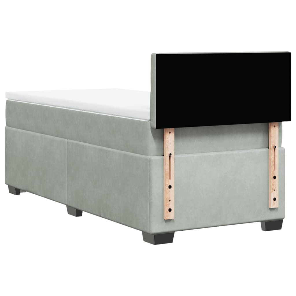 Boxspring met matras fluweel lichtgrijs 80x200 cm is nu te koop bij PeponiXL, paradijselijk wonen!