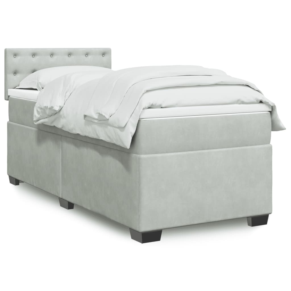 Boxspring met matras fluweel lichtgrijs 80x200 cm is nu te koop bij PeponiXL, paradijselijk wonen!