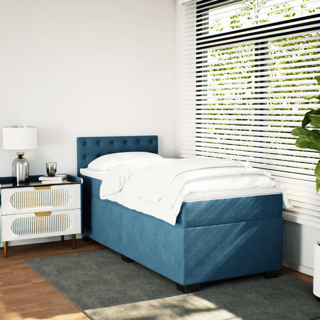 Boxspring met matras fluweel donkerblauw 80x200 cm is nu te koop bij PeponiXL, paradijselijk wonen!