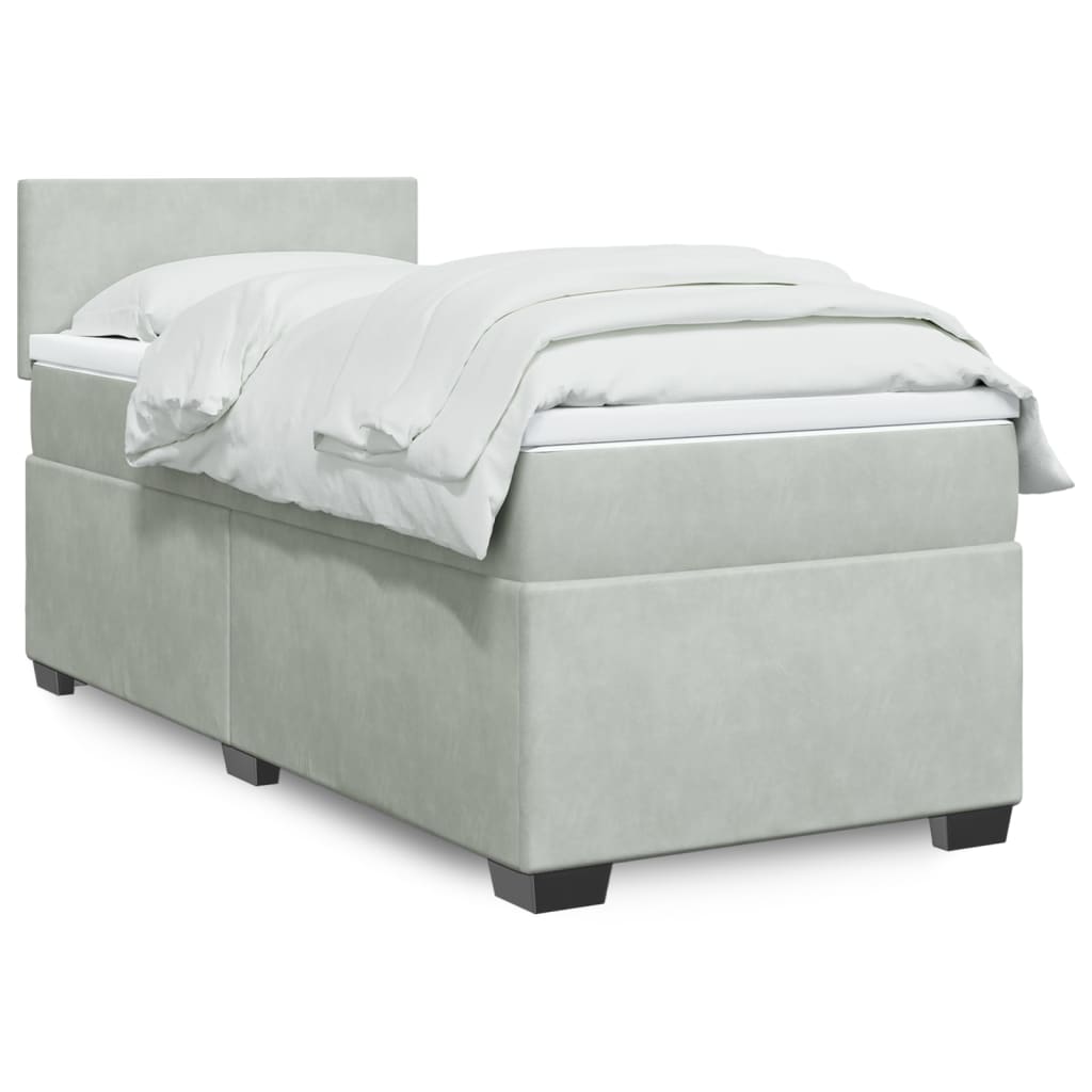 Boxspring met matras fluweel lichtgrijs 90x190 cm is nu te koop bij PeponiXL, paradijselijk wonen!
