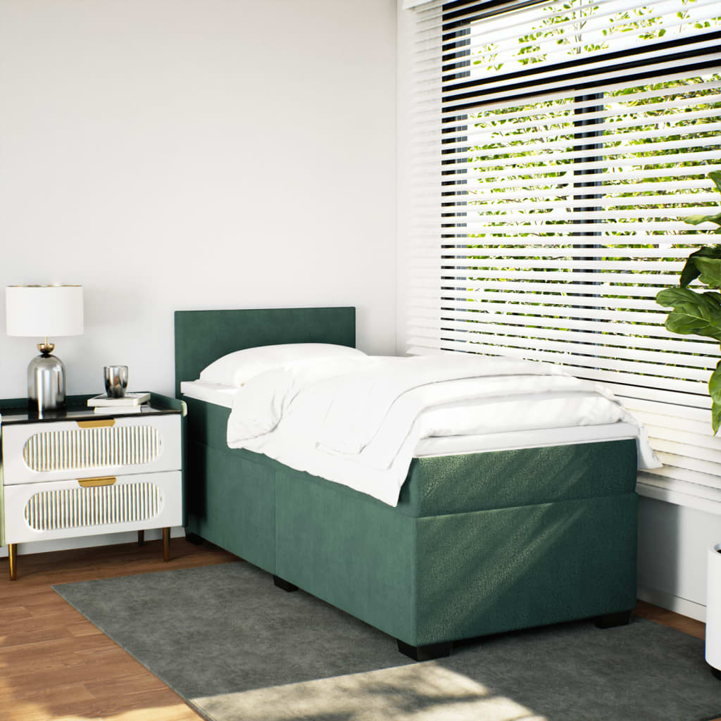 Boxspring met matras fluweel donkergroen 90x190 cm is nu te koop bij PeponiXL, paradijselijk wonen!