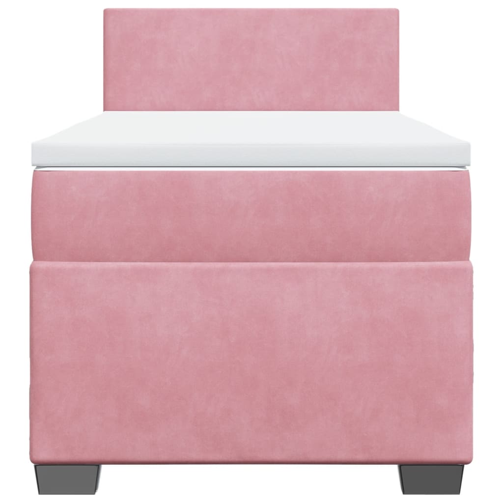 Boxspring met matras fluweel roze 90x190 cm is nu te koop bij PeponiXL, paradijselijk wonen!