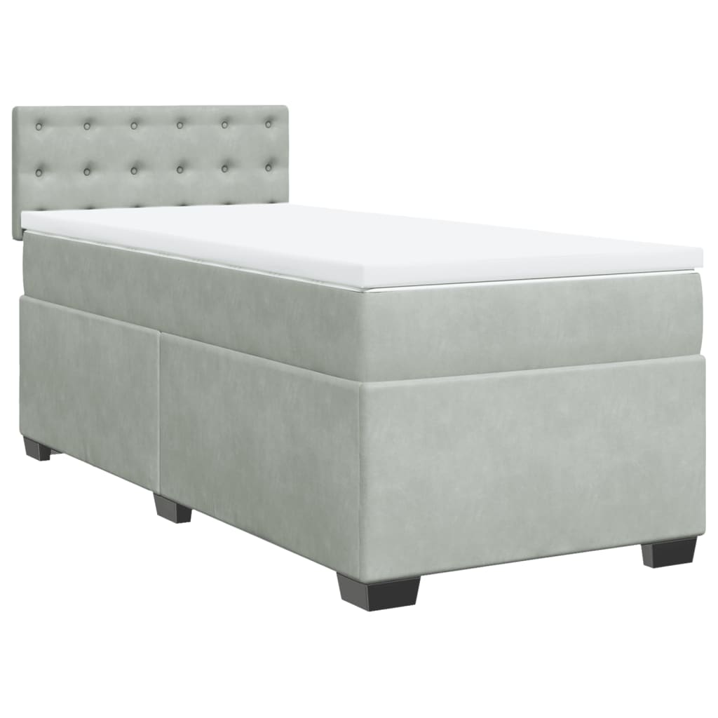 Boxspring met matras fluweel lichtgrijs 90x190 cm is nu te koop bij PeponiXL, paradijselijk wonen!