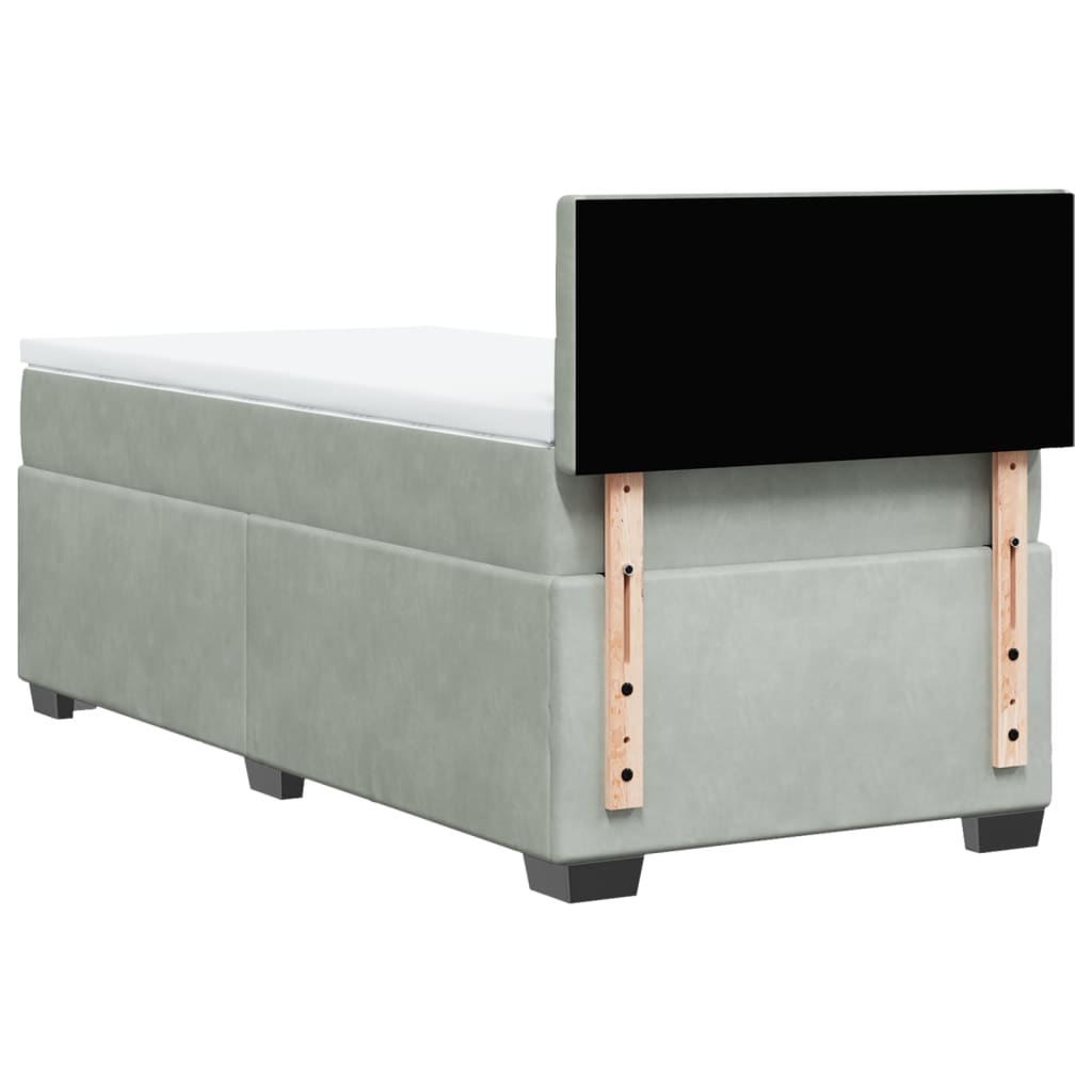 Boxspring met matras fluweel lichtgrijs 90x190 cm is nu te koop bij PeponiXL, paradijselijk wonen!