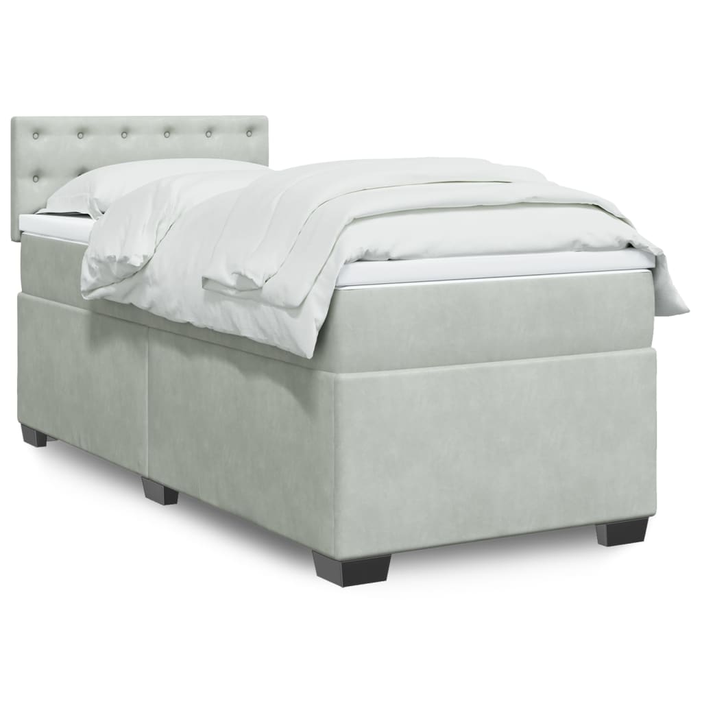Boxspring met matras fluweel lichtgrijs 90x190 cm is nu te koop bij PeponiXL, paradijselijk wonen!