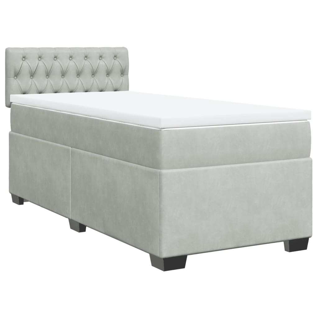 Boxspring met matras fluweel lichtgrijs 90x190 cm is nu te koop bij PeponiXL, paradijselijk wonen!
