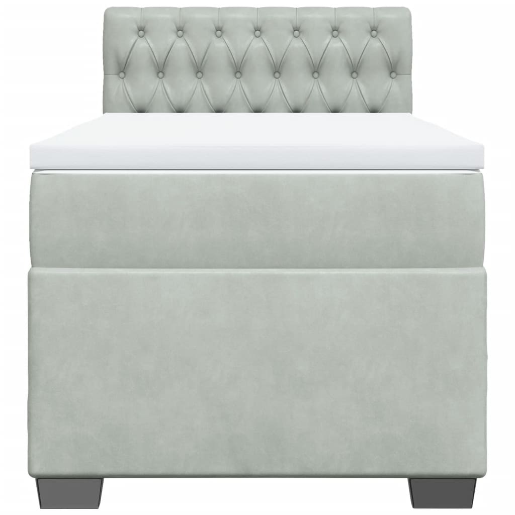 Boxspring met matras fluweel lichtgrijs 90x190 cm is nu te koop bij PeponiXL, paradijselijk wonen!