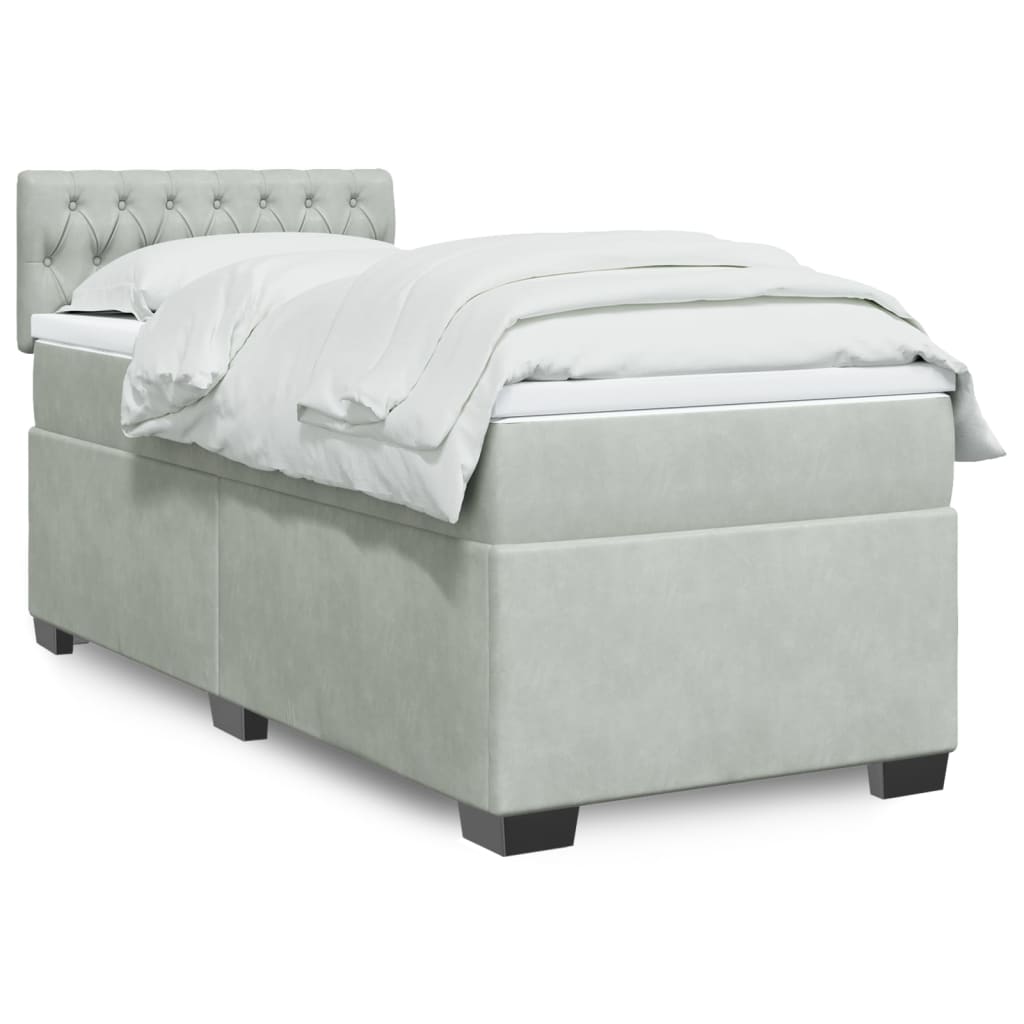 Boxspring met matras fluweel lichtgrijs 90x190 cm is nu te koop bij PeponiXL, paradijselijk wonen!