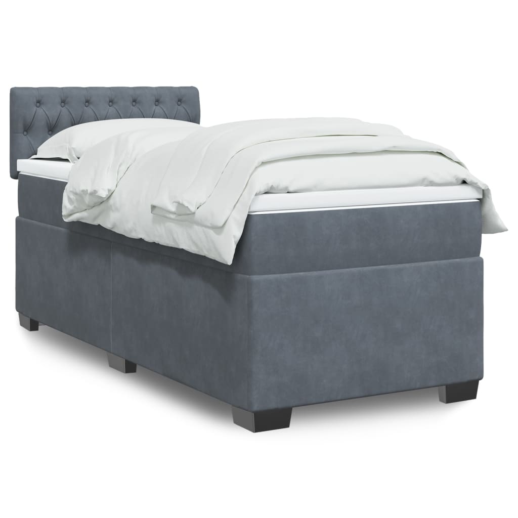 Boxspring met matras fluweel donkergrijs 90x190 cm is nu te koop bij PeponiXL, paradijselijk wonen!