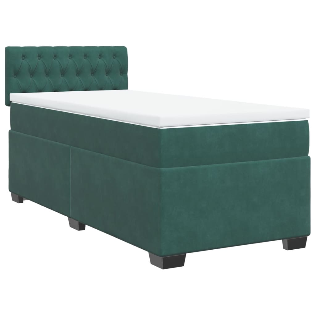 Boxspring met matras fluweel donkergroen 90x190 cm is nu te koop bij PeponiXL, paradijselijk wonen!