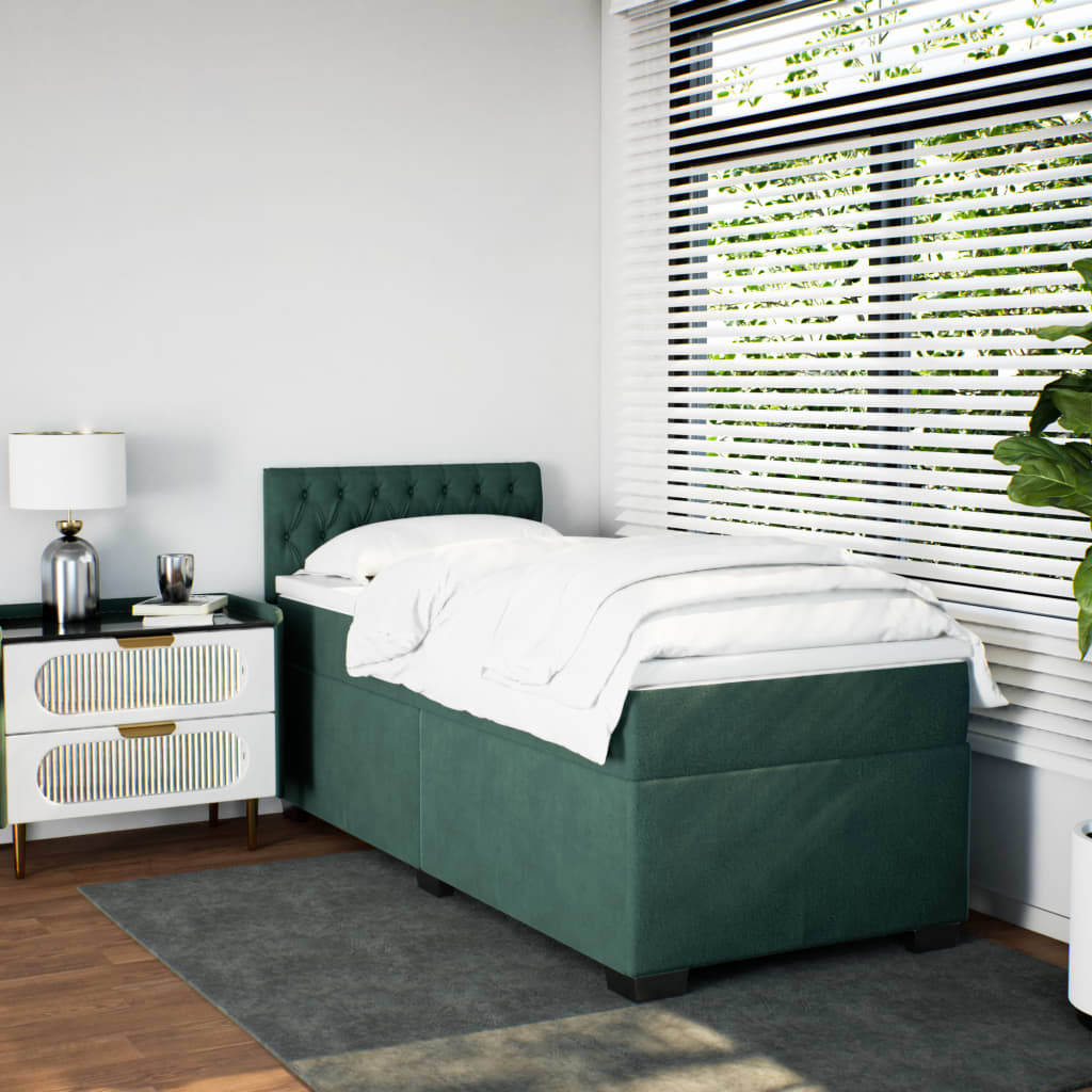 Boxspring met matras fluweel donkergroen 90x190 cm is nu te koop bij PeponiXL, paradijselijk wonen!