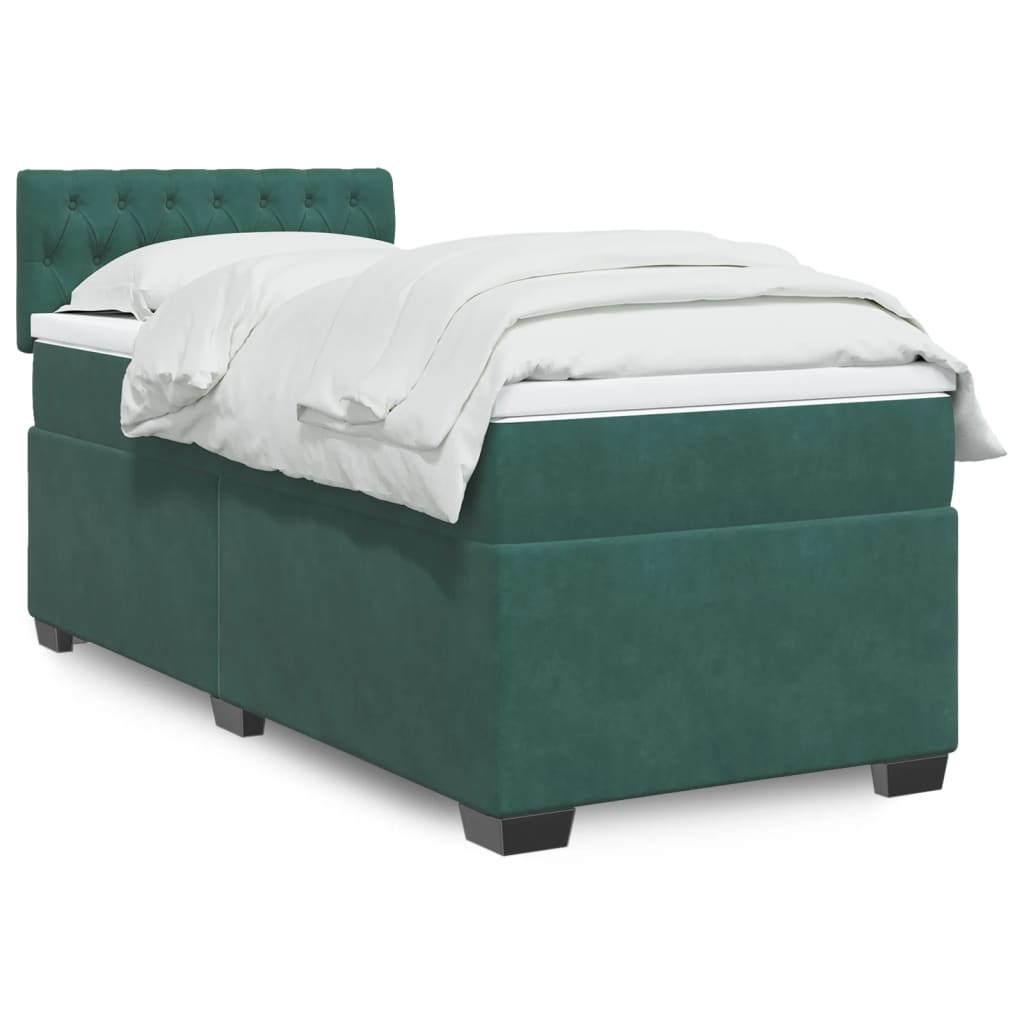 Boxspring met matras fluweel donkergroen 90x190 cm is nu te koop bij PeponiXL, paradijselijk wonen!