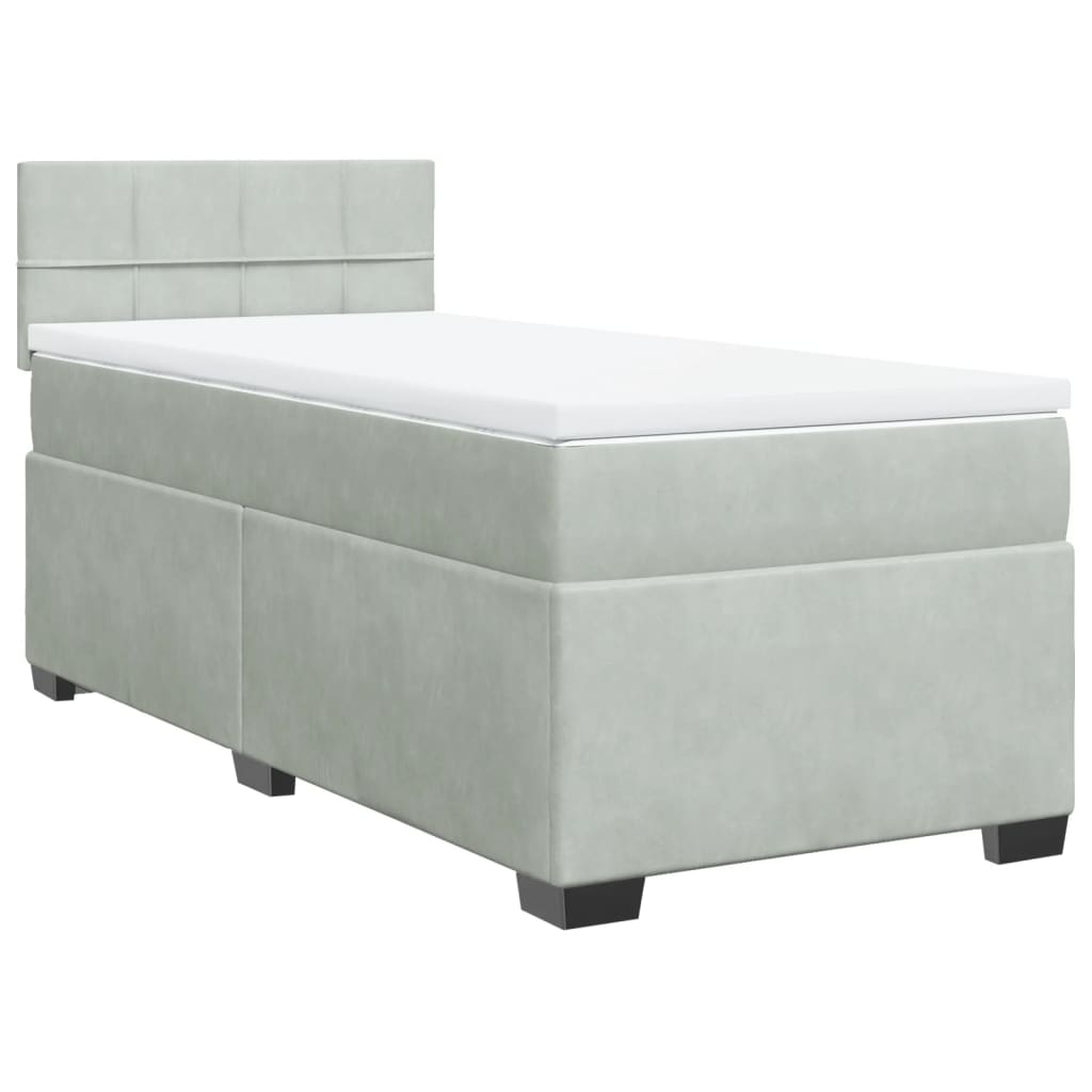 Boxspring met matras fluweel lichtgrijs 90x190 cm is nu te koop bij PeponiXL, paradijselijk wonen!