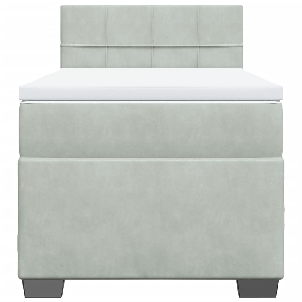 Boxspring met matras fluweel lichtgrijs 90x190 cm is nu te koop bij PeponiXL, paradijselijk wonen!