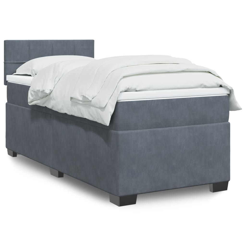 Boxspring met matras fluweel donkergrijs 90x190 cm is nu te koop bij PeponiXL, paradijselijk wonen!