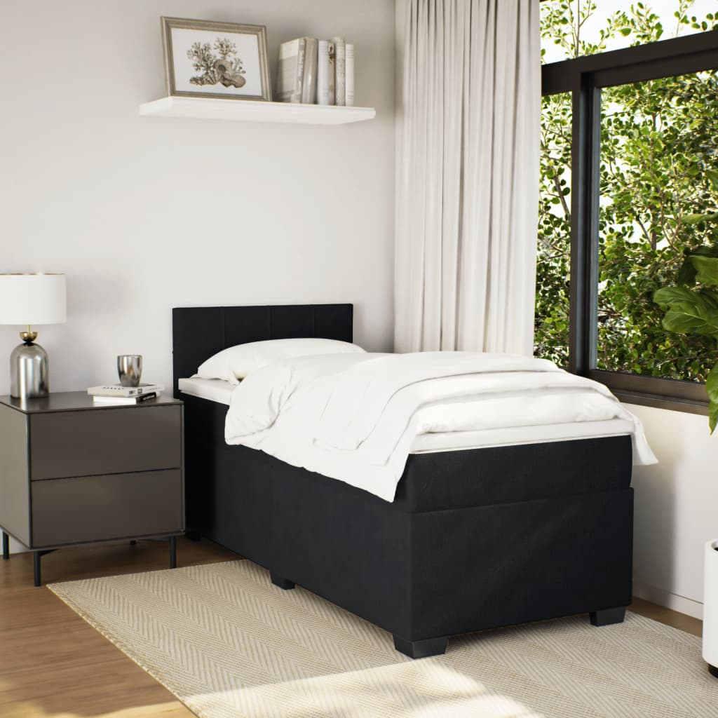 Boxspring met matras fluweel zwart 90x190 cm is nu te koop bij PeponiXL, paradijselijk wonen!