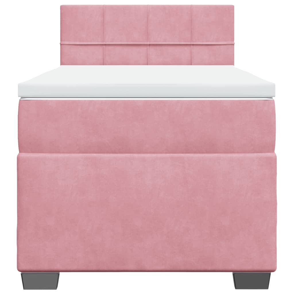Boxspring met matras fluweel roze 90x190 cm is nu te koop bij PeponiXL, paradijselijk wonen!