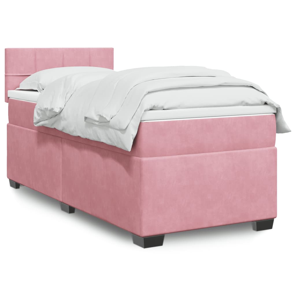 Boxspring met matras fluweel roze 90x190 cm is nu te koop bij PeponiXL, paradijselijk wonen!