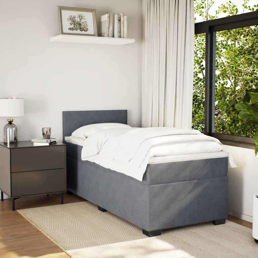 Boxspring met matras fluweel donkergrijs 90x200 cm is nu te koop bij PeponiXL, paradijselijk wonen!