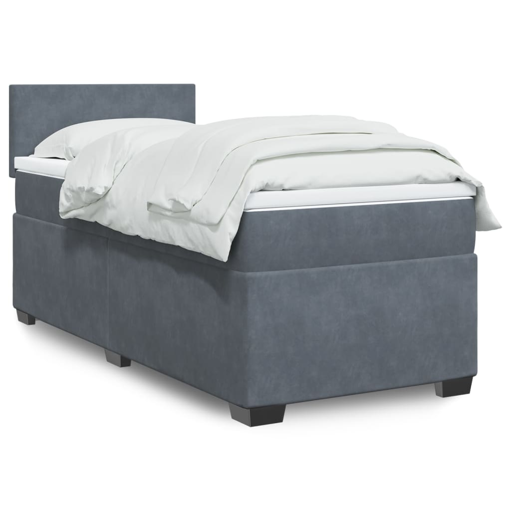Boxspring met matras fluweel donkergrijs 90x200 cm is nu te koop bij PeponiXL, paradijselijk wonen!