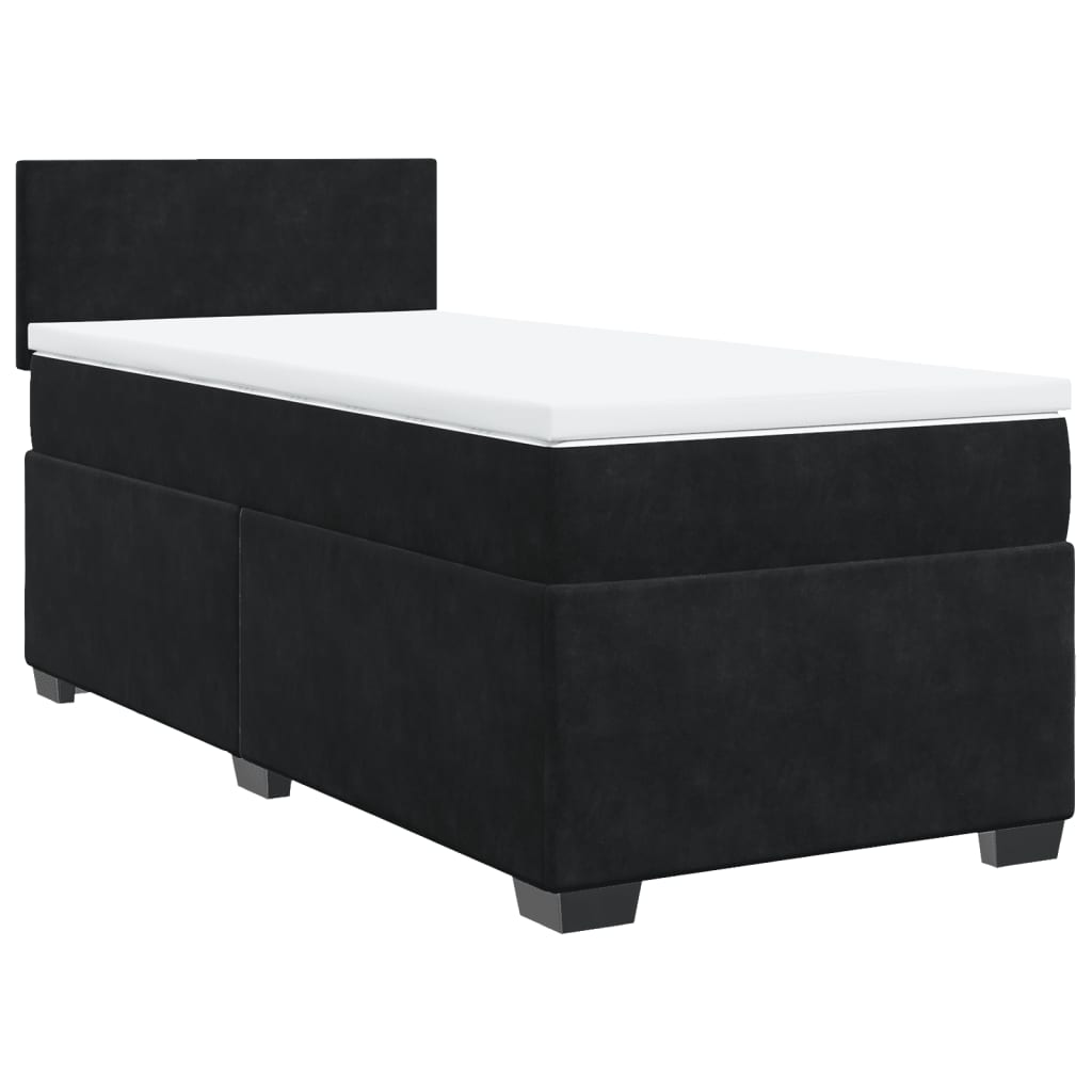 Boxspring met matras fluweel zwart 90x200 cm is nu te koop bij PeponiXL, paradijselijk wonen!