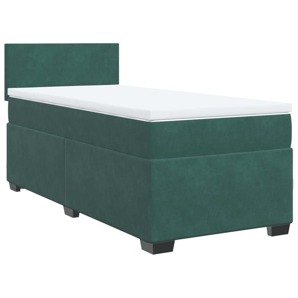 Boxspring met matras fluweel donkergroen 90x200 cm is nu te koop bij PeponiXL, paradijselijk wonen!