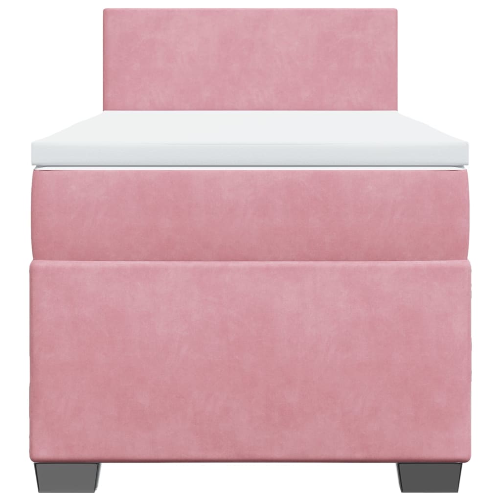 Boxspring met matras fluweel roze 90x200 cm is nu te koop bij PeponiXL, paradijselijk wonen!