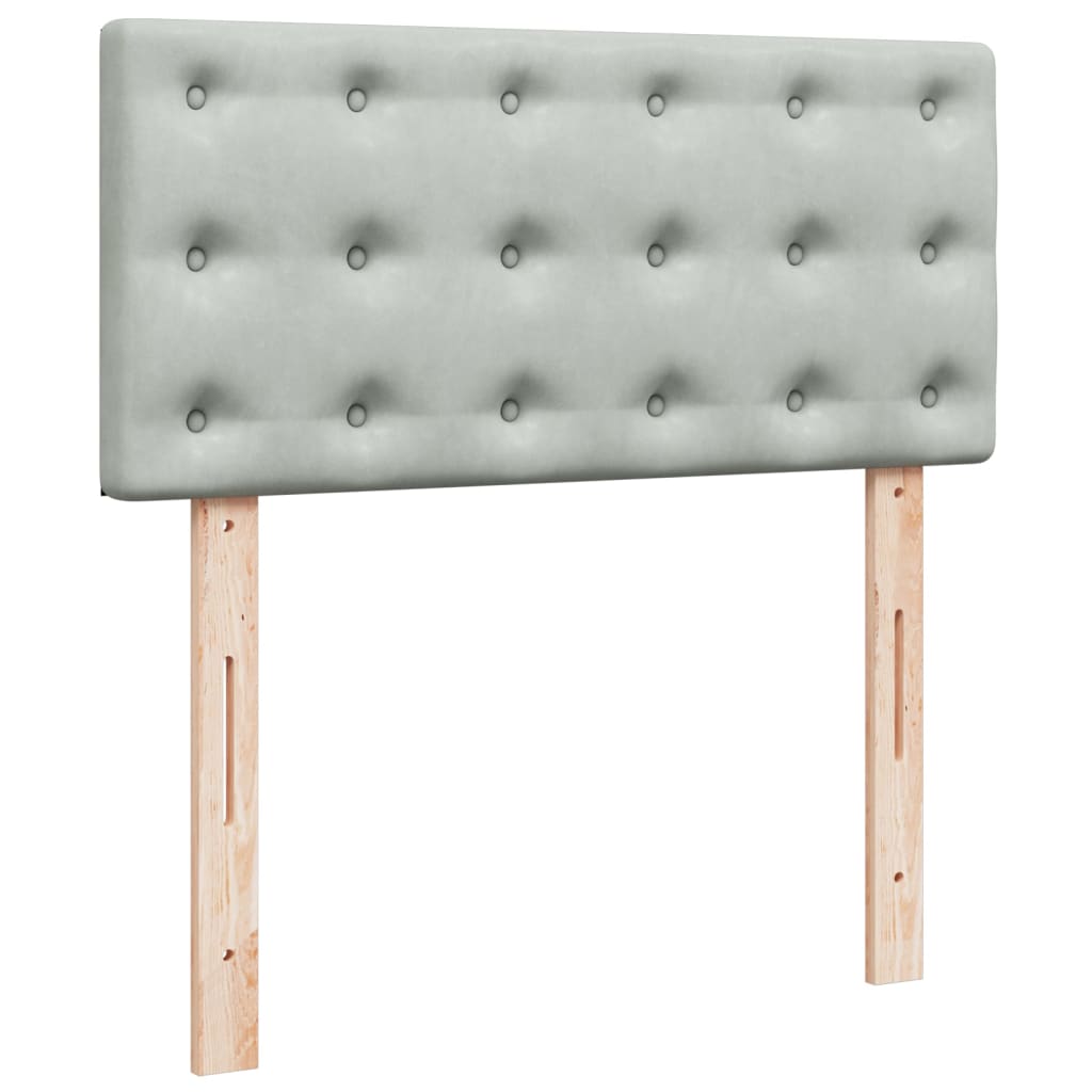 Boxspring met matras fluweel lichtgrijs 90x200 cm is nu te koop bij PeponiXL, paradijselijk wonen!