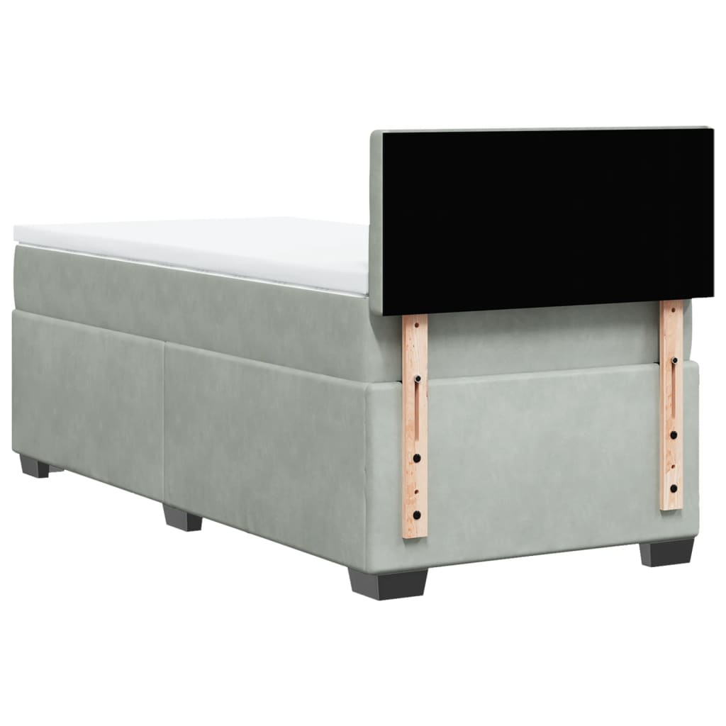 Boxspring met matras fluweel lichtgrijs 90x200 cm is nu te koop bij PeponiXL, paradijselijk wonen!