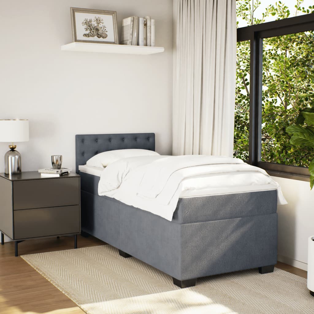 Boxspring met matras fluweel donkergrijs 90x200 cm is nu te koop bij PeponiXL, paradijselijk wonen!