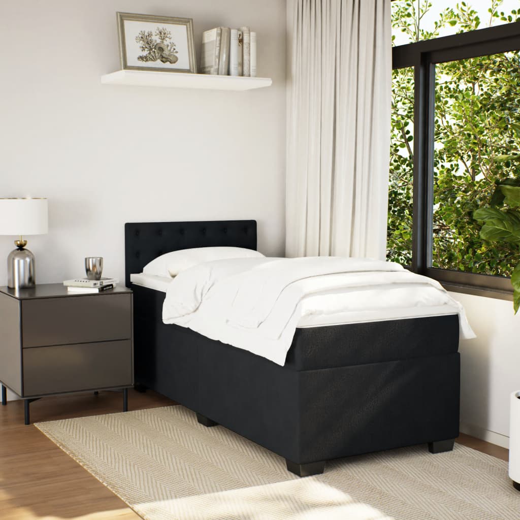 Boxspring met matras fluweel zwart 90x200 cm is nu te koop bij PeponiXL, paradijselijk wonen!
