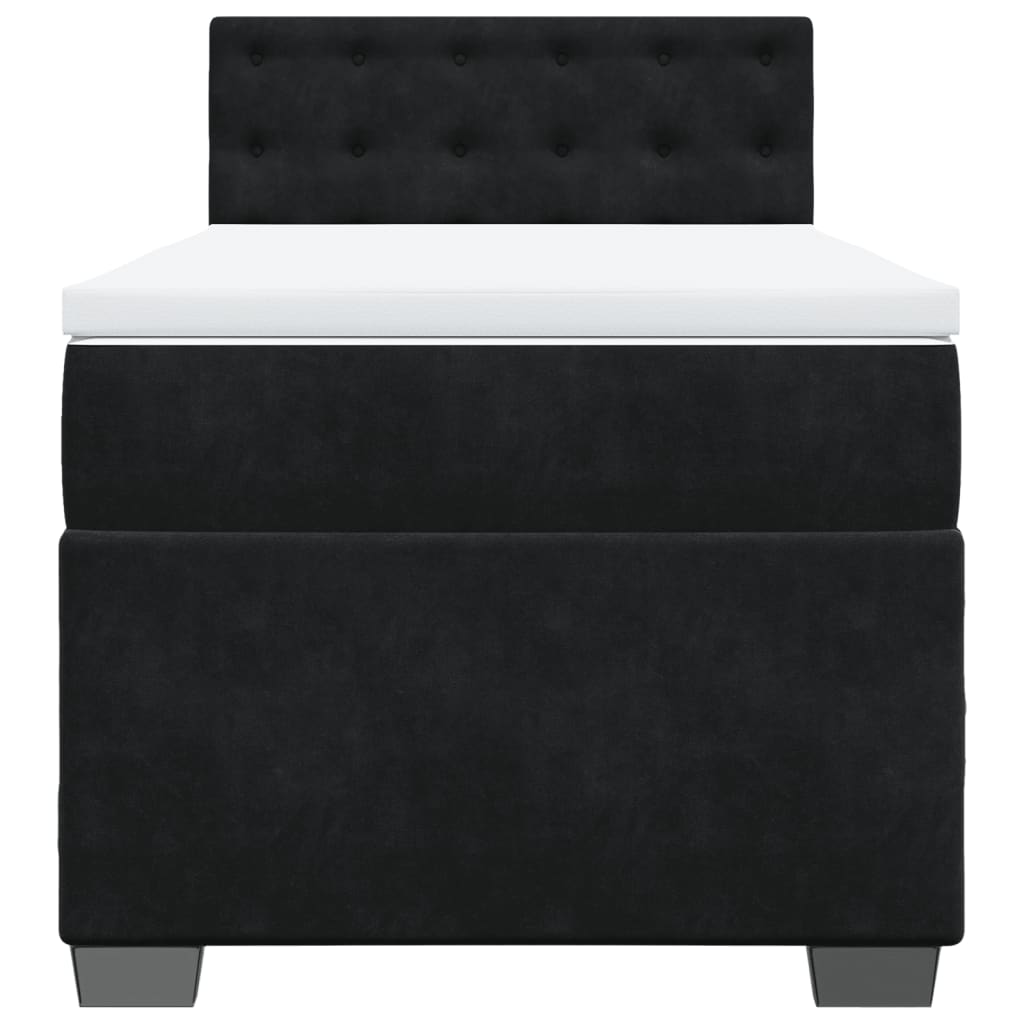 Boxspring met matras fluweel zwart 90x200 cm is nu te koop bij PeponiXL, paradijselijk wonen!