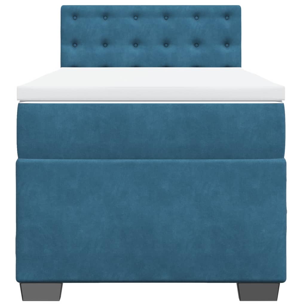 Boxspring met matras fluweel donkerblauw 90x200 cm is nu te koop bij PeponiXL, paradijselijk wonen!