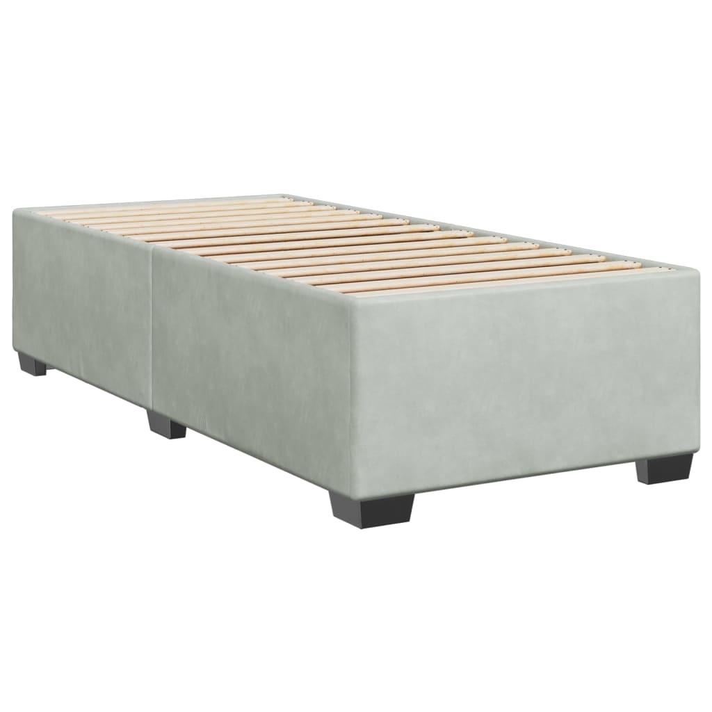 Boxspring met matras fluweel lichtgrijs 90x200 cm is nu te koop bij PeponiXL, paradijselijk wonen!