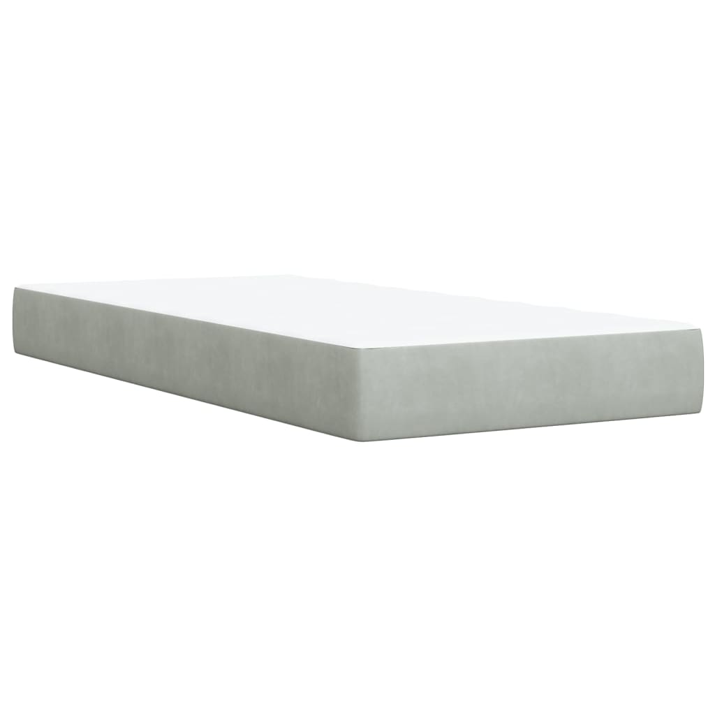Boxspring met matras fluweel lichtgrijs 90x200 cm is nu te koop bij PeponiXL, paradijselijk wonen!