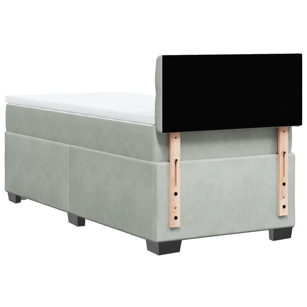 Boxspring met matras fluweel lichtgrijs 90x200 cm is nu te koop bij PeponiXL, paradijselijk wonen!