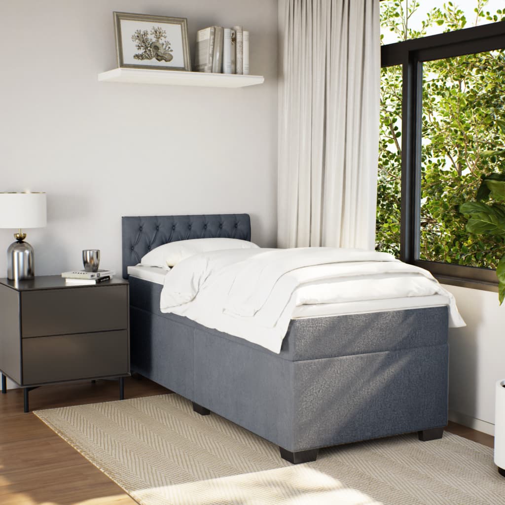 Boxspring met matras fluweel donkergrijs 90x200 cm is nu te koop bij PeponiXL, paradijselijk wonen!