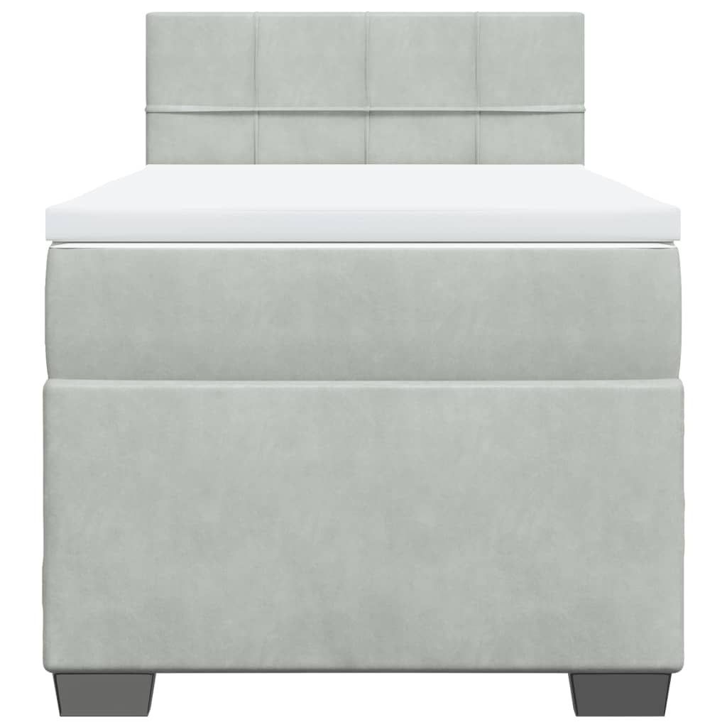 Boxspring met matras fluweel lichtgrijs 90x200 cm is nu te koop bij PeponiXL, paradijselijk wonen!